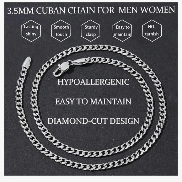 Silver Tone Plated 3.5mm Chain (24” length) - Picture 2 of 6